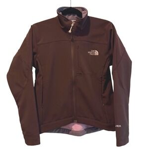 The North Face Apex Bionic Softshell Jacket Womens Small Brown Fleece Lined Zip